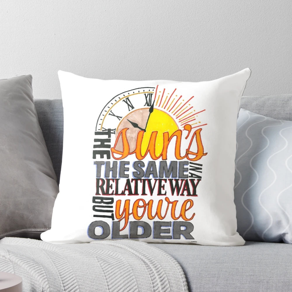 Pink Floyd "Time" lyrics printed on a soft, comfortable pillow