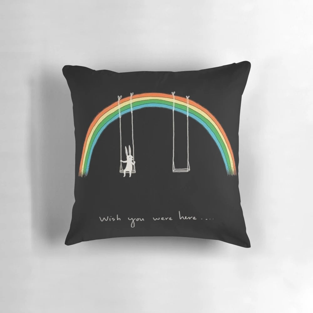 Vibrant pink and blue pink floyd album cover design pillow