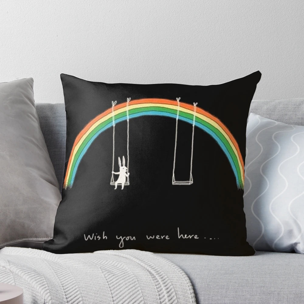 Vibrant pink and blue pink floyd album cover design pillow