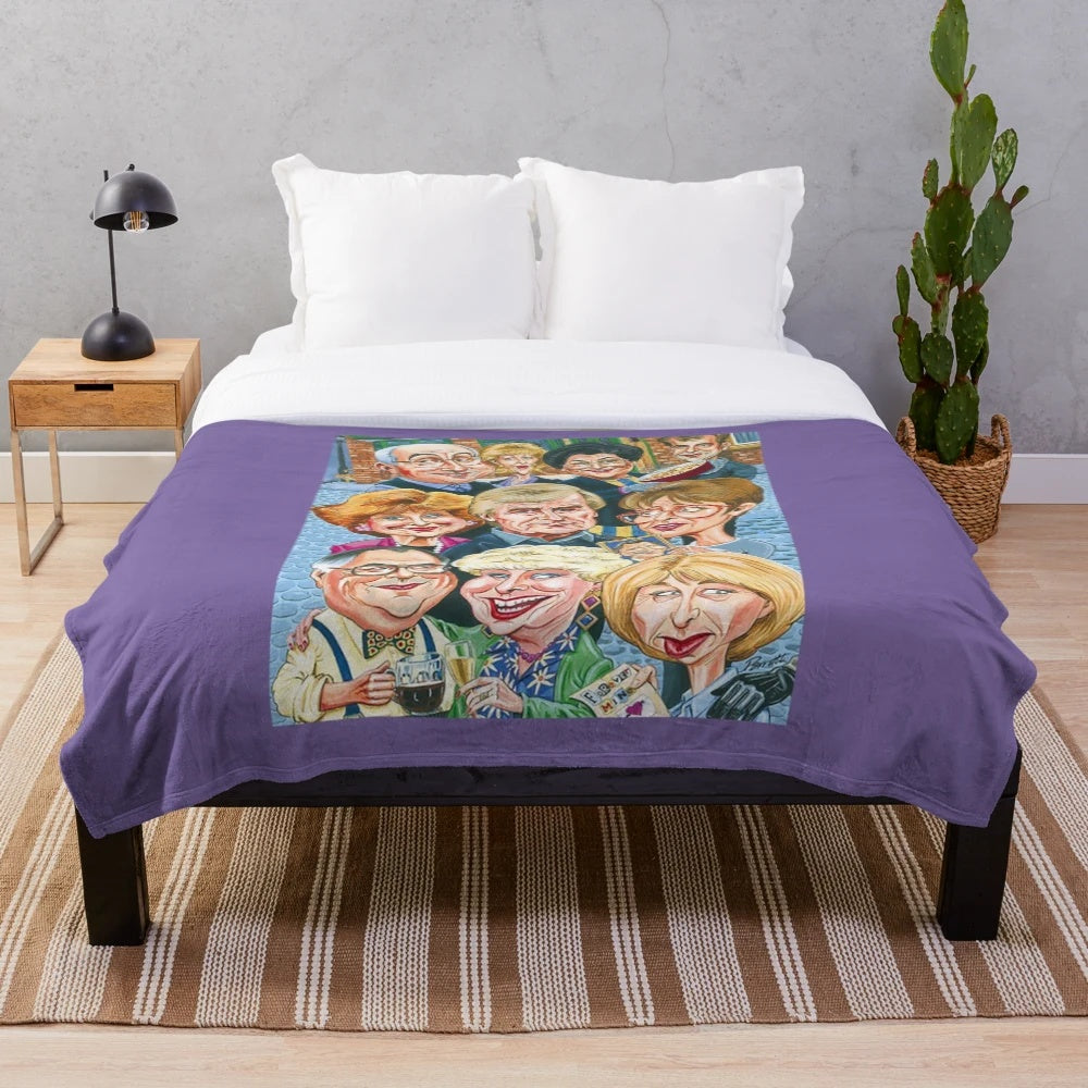 Plush blanket featuring iconic Coronation Street design