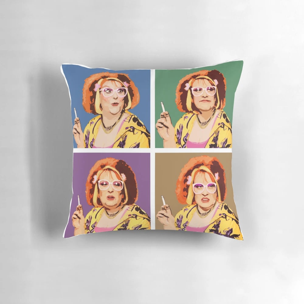 Pop art pillow featuring the iconic image of Auburn Jerry Hall
