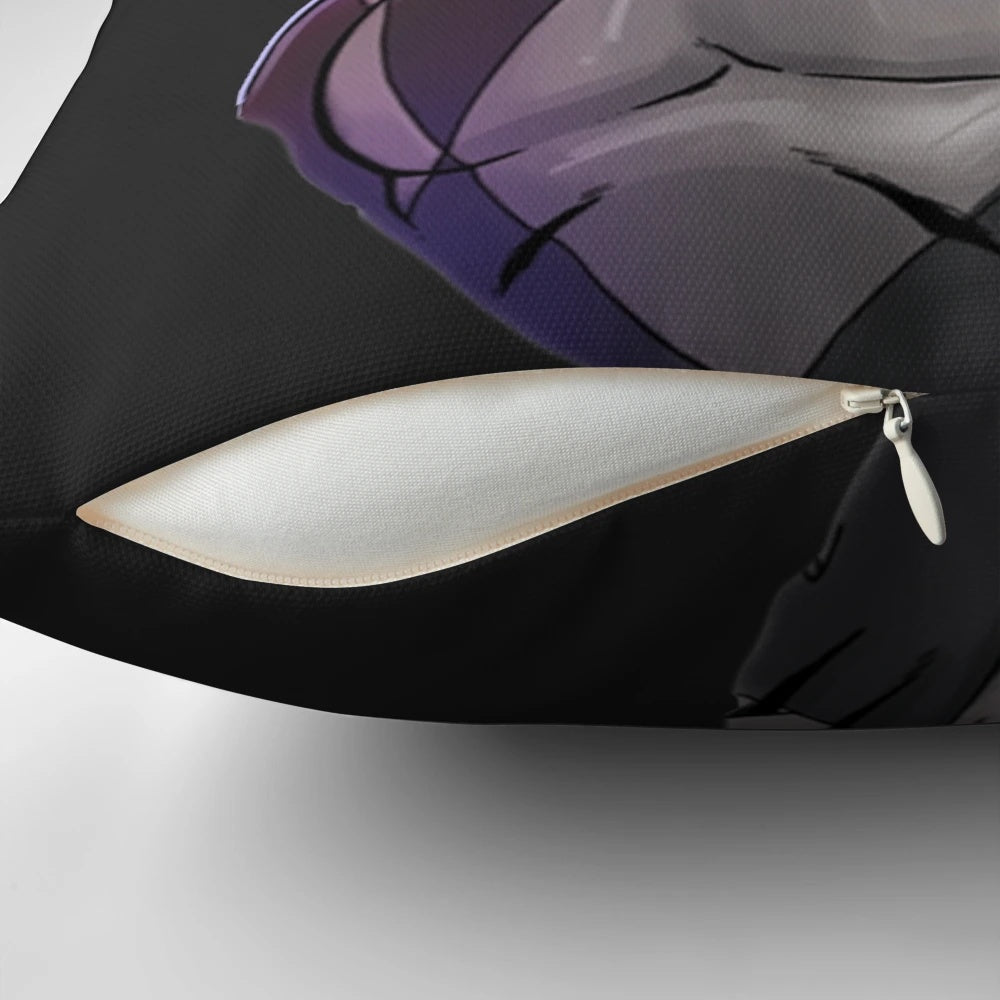 A black and red decorative pillow depicting the iconic Power Rangers character