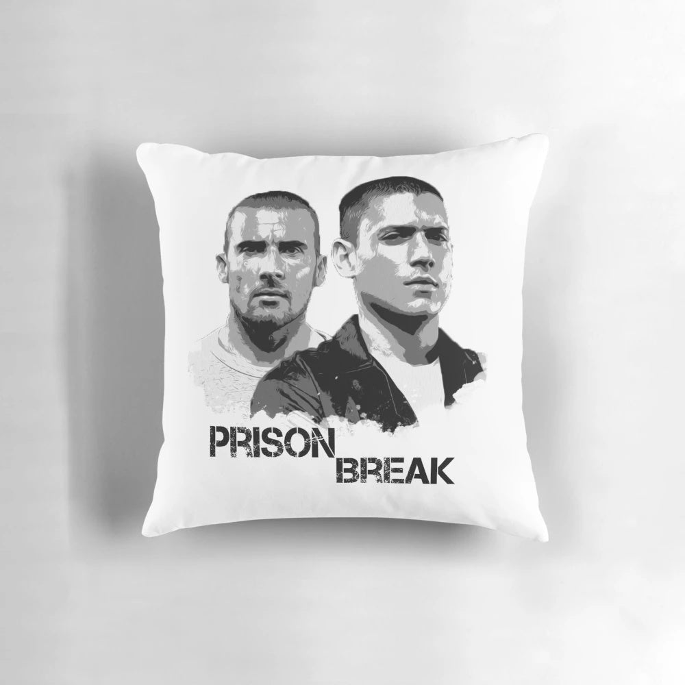 Illustrated Prison Break Pillow with Michael Scofield and Lincoln Burrows