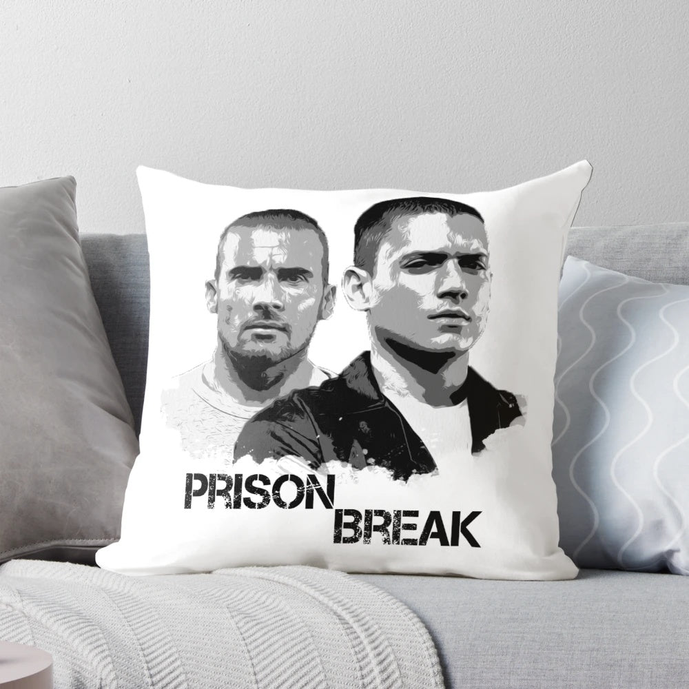 Illustrated Prison Break Pillow with Michael Scofield and Lincoln Burrows