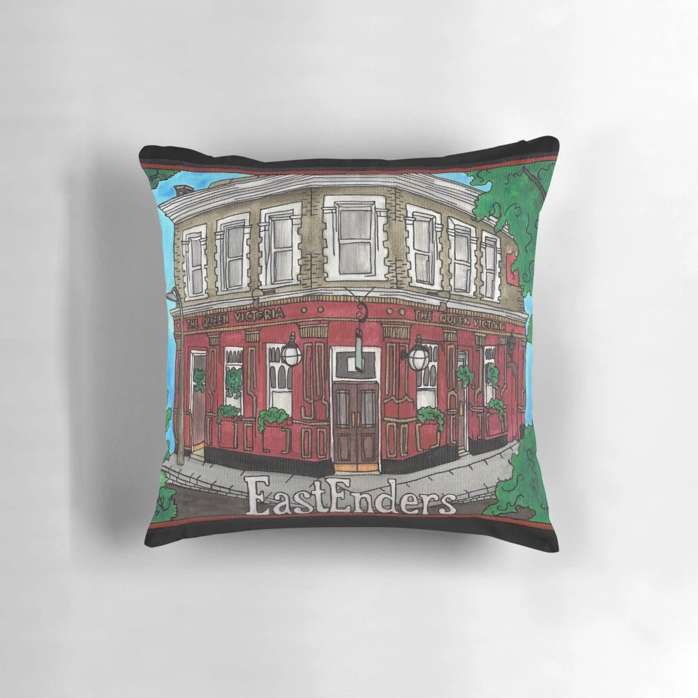 Pillow featuring iconic Vic Pub from British TV series