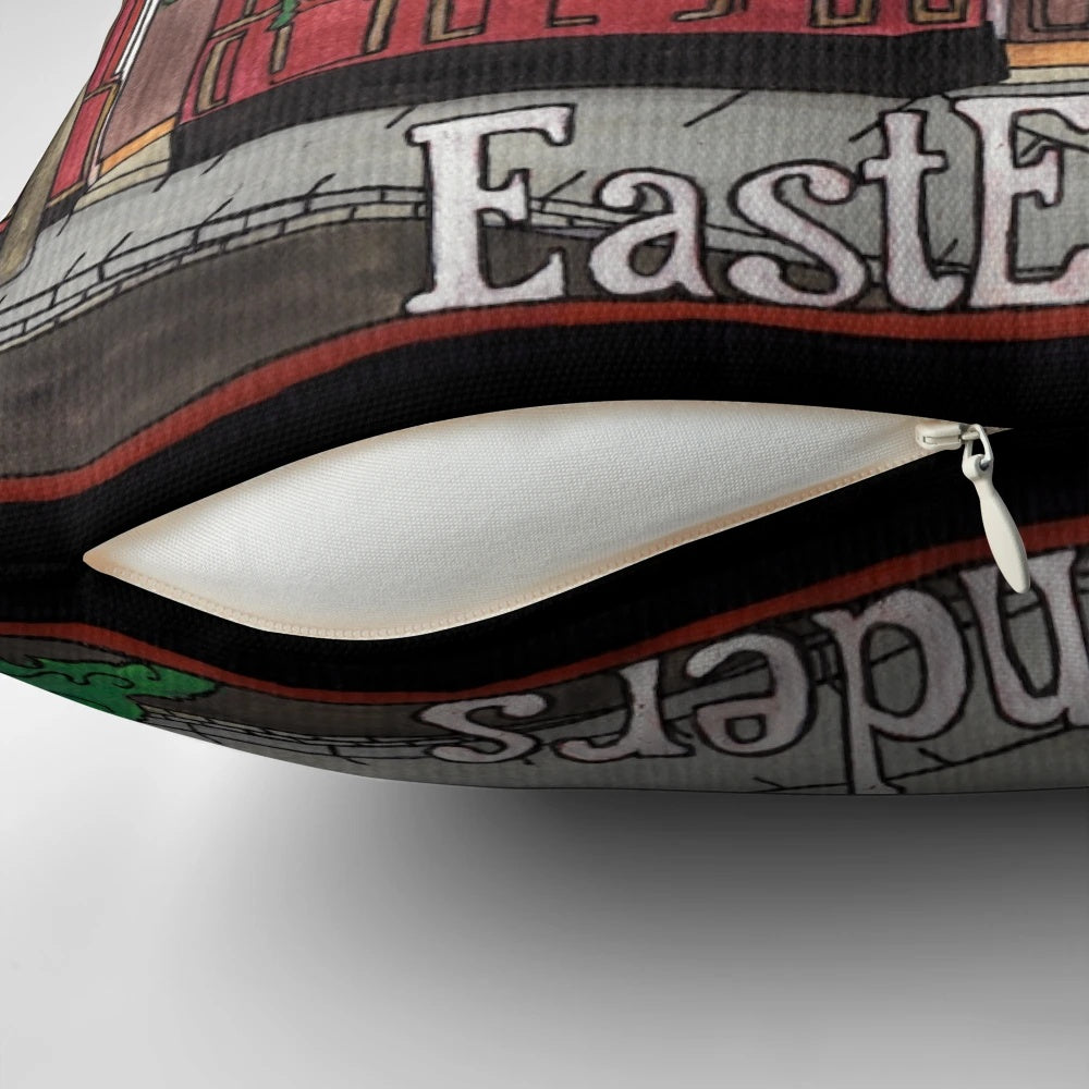 Pillow featuring iconic Vic Pub from British TV series