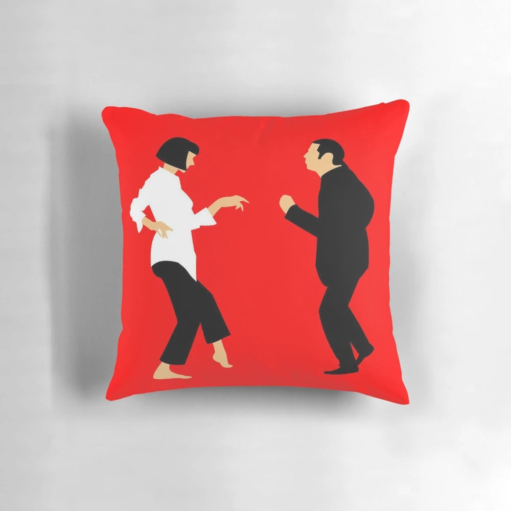 Pulp Fiction-inspired movie pillow featuring Uma Thurman and John Travolta