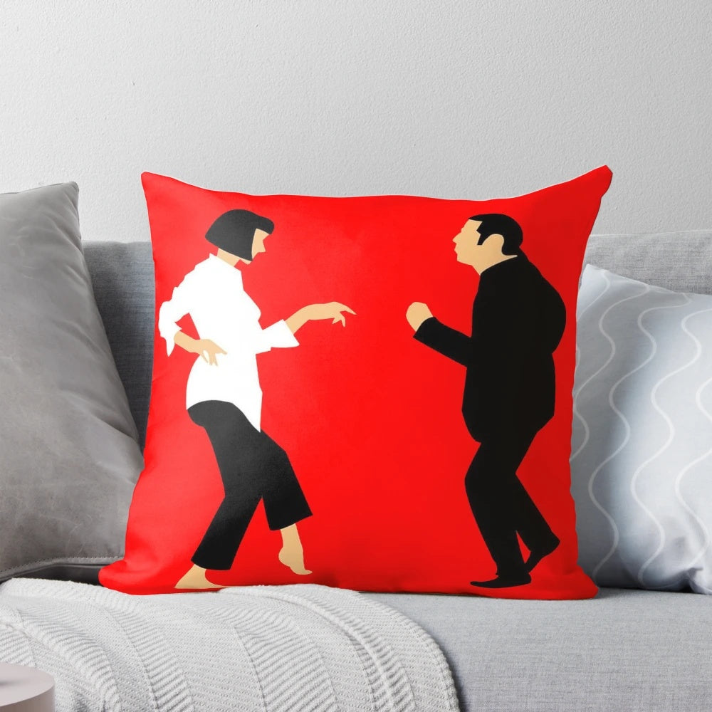 Pulp Fiction-inspired movie pillow featuring Uma Thurman and John Travolta