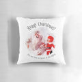 A festive Christmas pillow featuring the classic song "Put One Foot in Front of the Other" from the beloved Rankin/Bass holiday TV special.