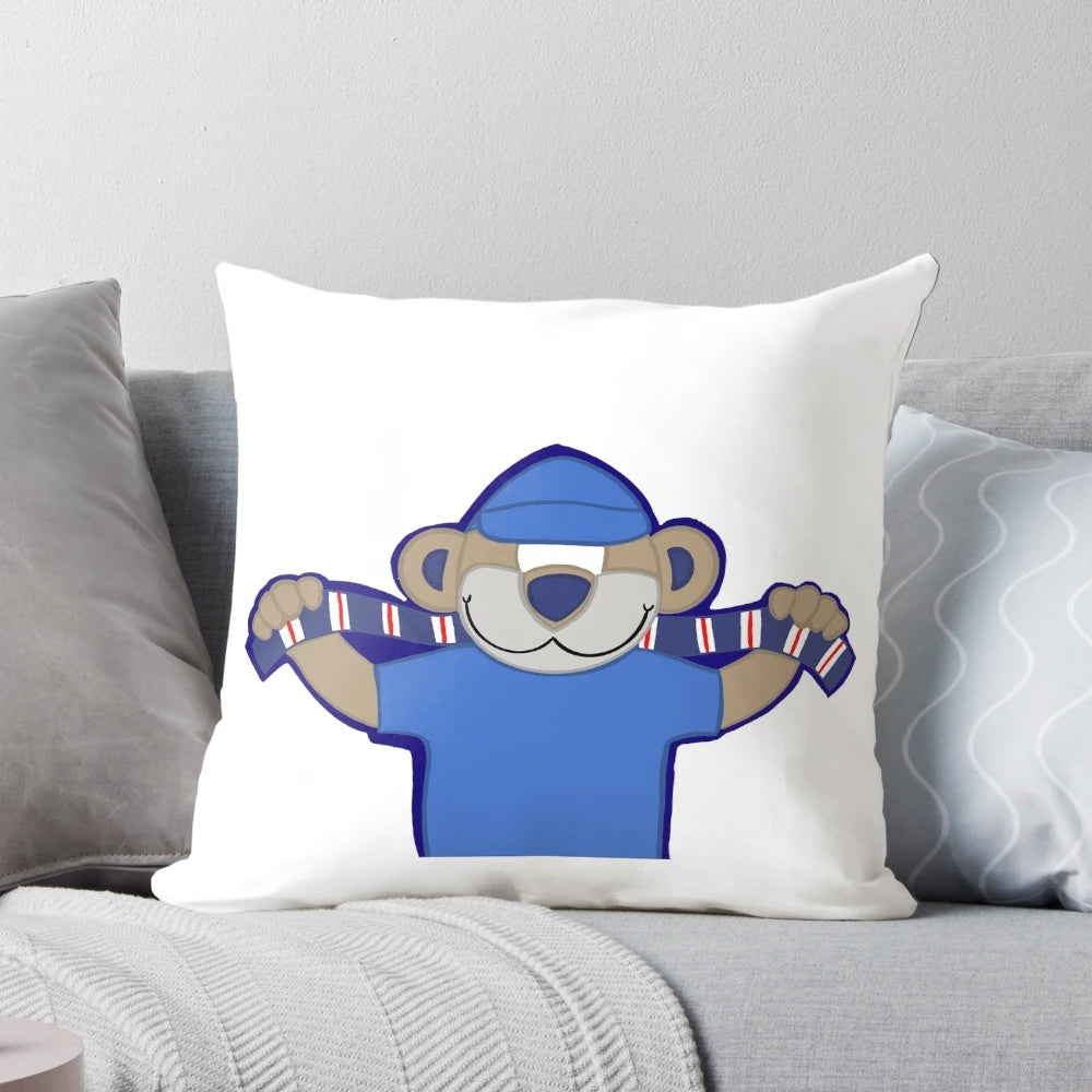 Rangers FC teddy bear pillow, featuring the club's iconic blue and red colors