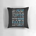 Pillow featuring the classic "Rapper's Delight" hip hop lyrics by the Sugar Hill Gang