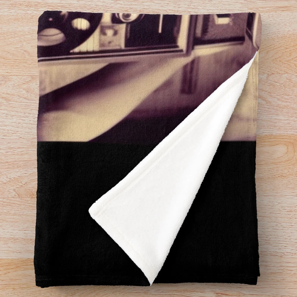 Retro movie plush blanket with classic cinema icons