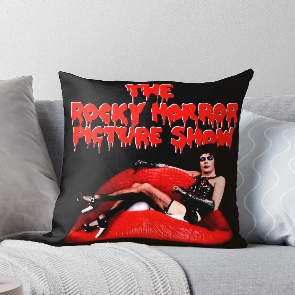 Soft and cozy pillow featuring the iconic characters from the Rocky Horror Picture Show musical