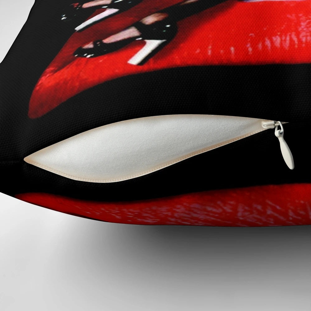 Soft and cozy pillow featuring the iconic characters from the Rocky Horror Picture Show musical