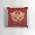 Decorative throw pillow featuring the iconic emblem of the Roman Empire, perfect for history and ancient Rome enthusiasts.