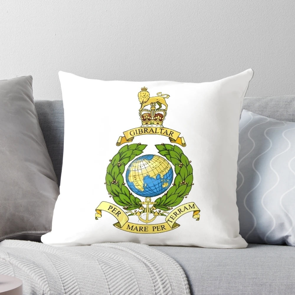 Royal Marines Emblem Pillow featuring the iconic shield and crest design