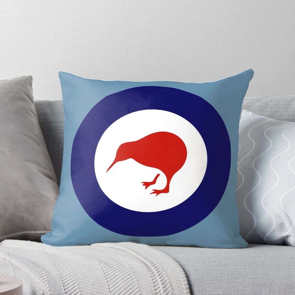 Soft, comfortable pillow featuring the iconic roundel emblem of the Royal New Zealand Air Force.