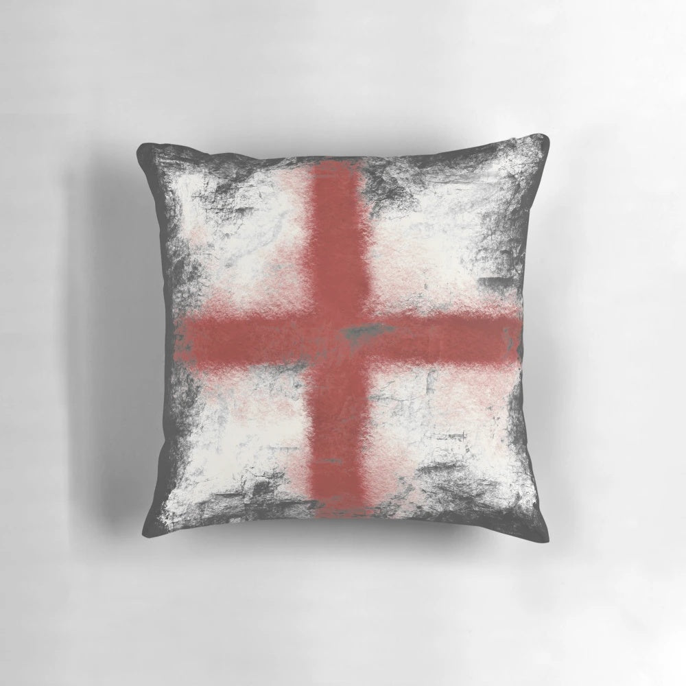 Distressed Pillow with the Flag of Saint George, Representing British National Pride