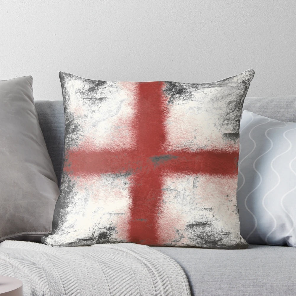 Distressed Pillow with the Flag of Saint George, Representing British National Pride