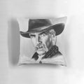 Black and white graphite sketch portrait of famous western actor Sam Elliot in his iconic 'Lone Rider' pose