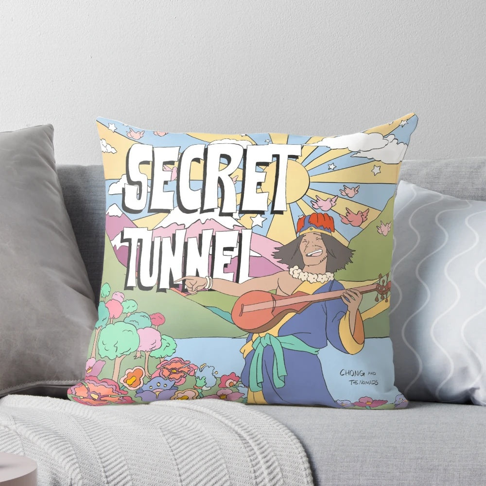 Colorful album cover pillow design featuring "Secret Tunnel" by Avatar: The Last Airbender's Chong and the Nomads