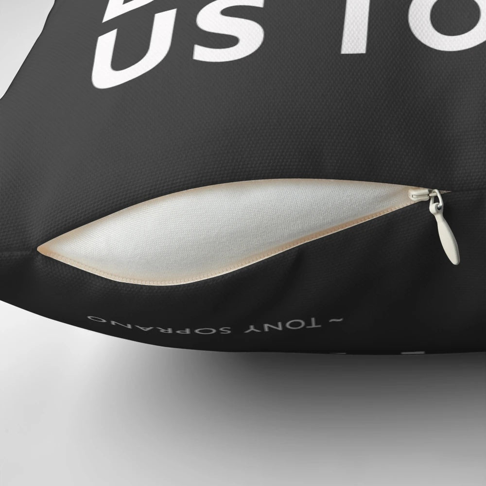 Sopranos-inspired pillow featuring a quote about cunnilingus and psychiatry
