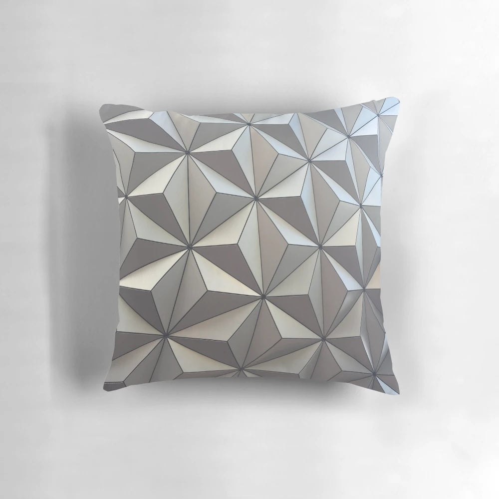 Spaceship Earth inspired throw pillow featuring the iconic Epcot landmark
