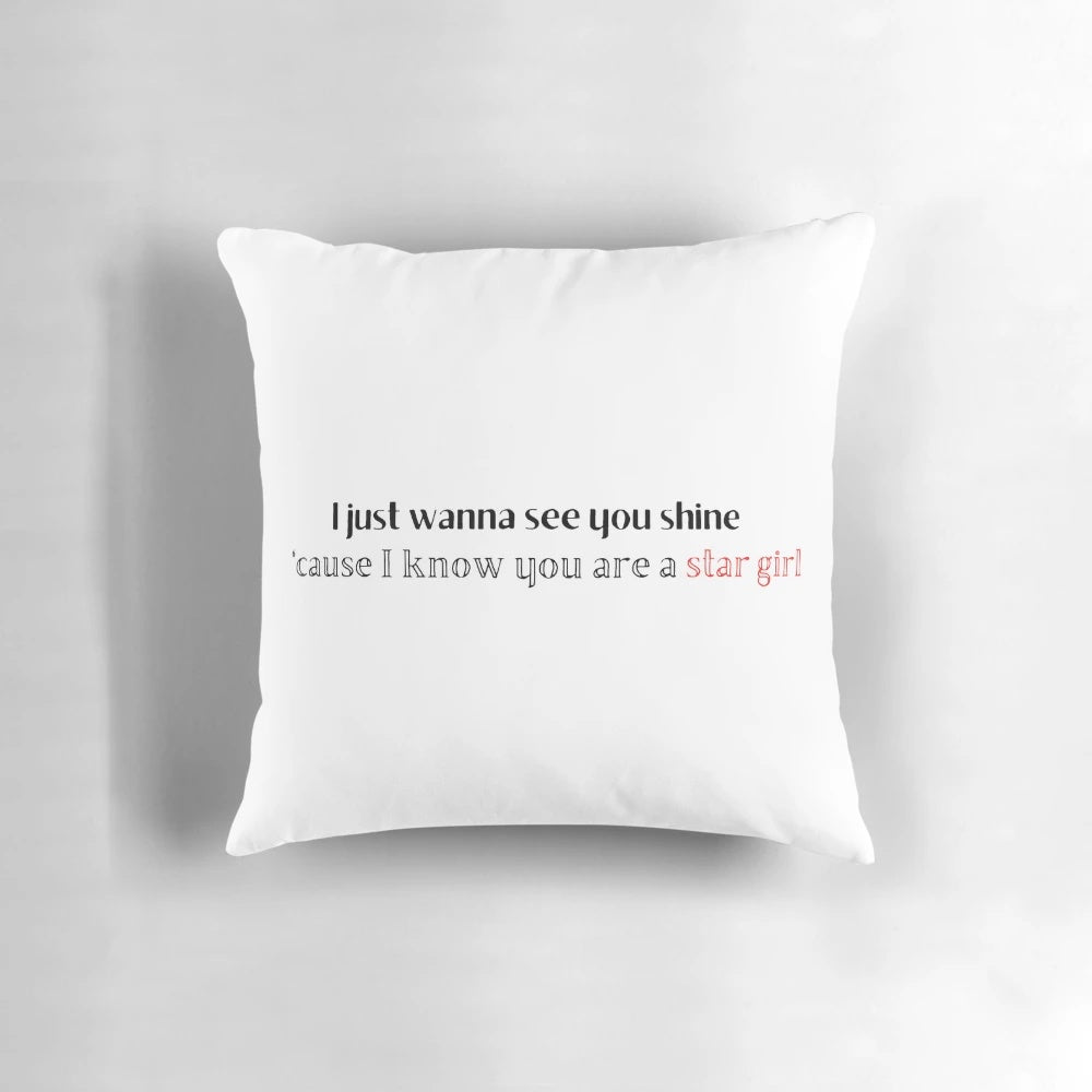 Stargirl-inspired pop art pillow featuring The Weeknd's XO logo