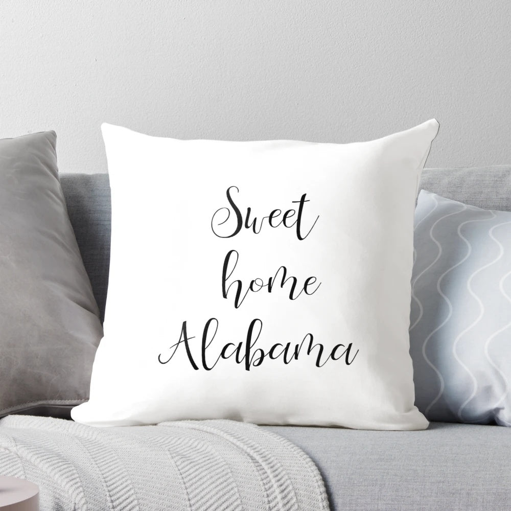 Sweet Home Alabama Pillow with Lynyrd Skynyrd inspired typography and black and white expressions