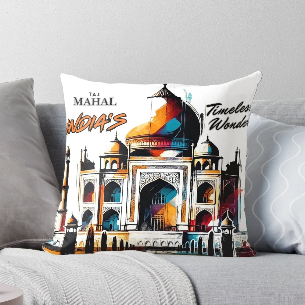 Taj Mahal Pillow Featuring India's Iconic Landmark