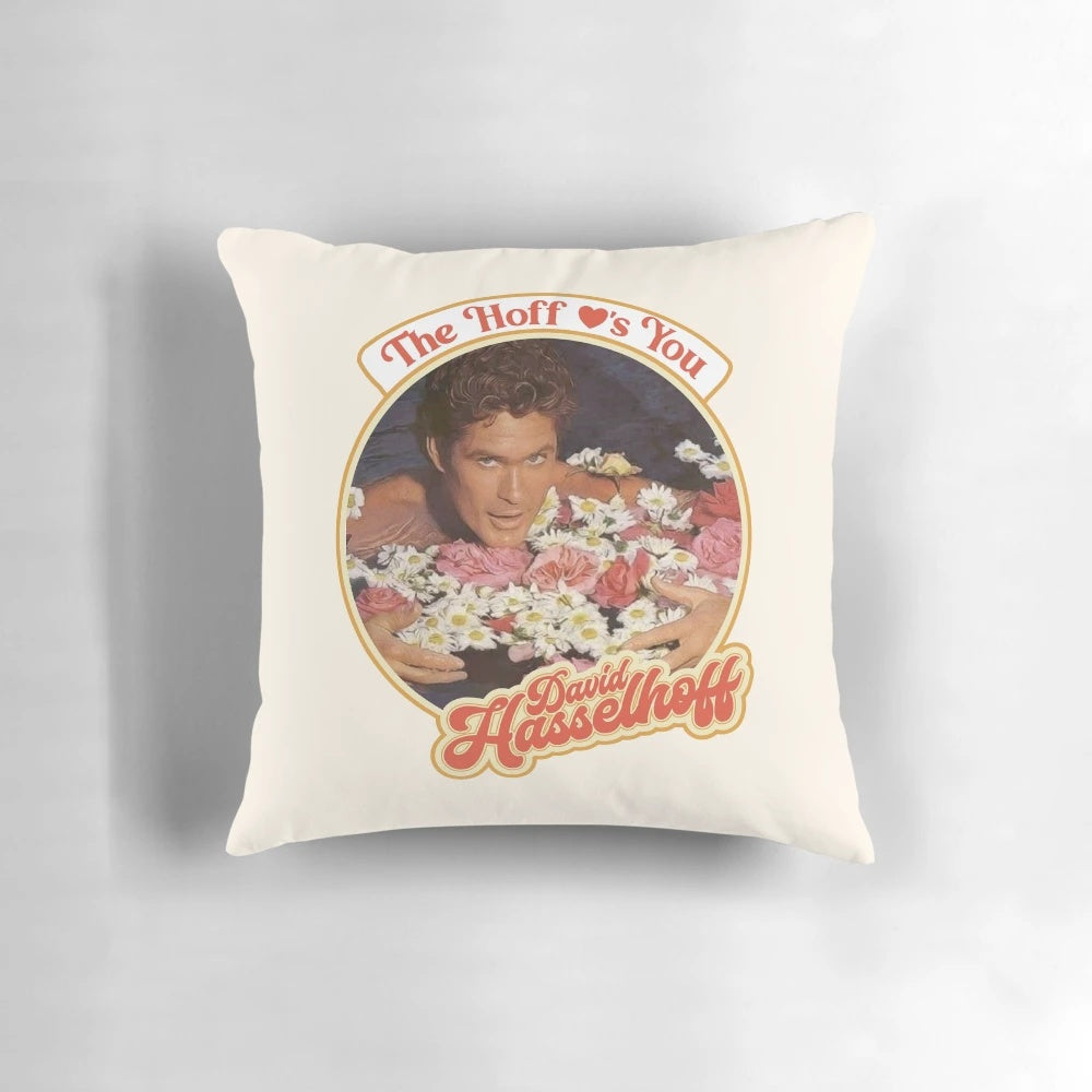 Pillow featuring a vintage image of actor David Hasselhoff as Michael Knight from the 80s TV series Knight Rider