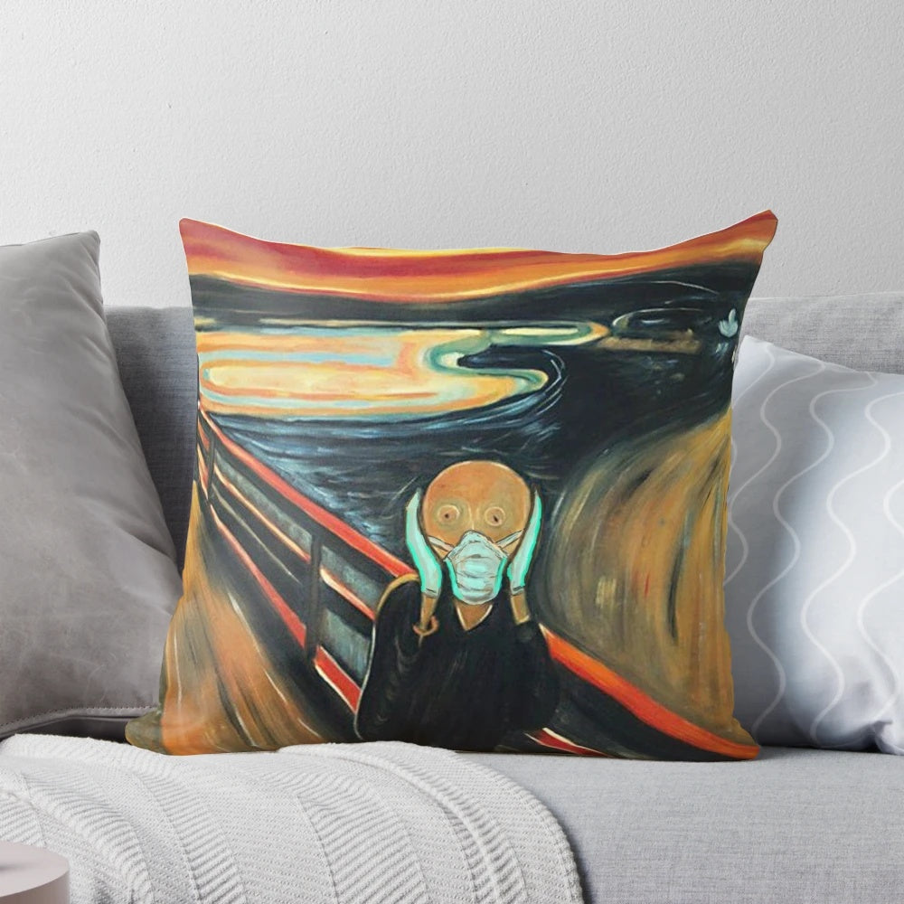 Iconic "The Scream" by Edvard Munch inspired safe scream pillow