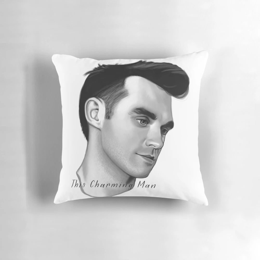 The Smiths and Morrissey inspired decorative pillow with band logo and title