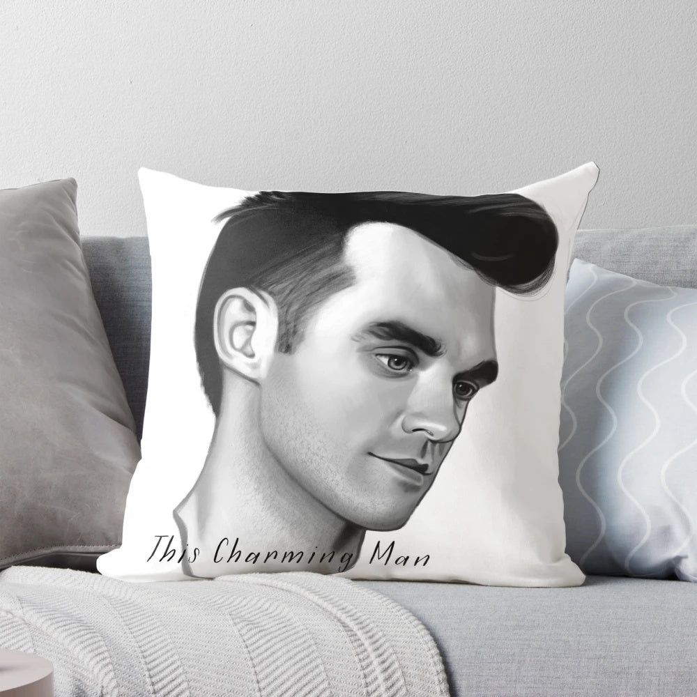 The Smiths and Morrissey inspired decorative pillow with band logo and title