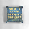 Pillow featuring Van Gogh's 'The Starry Night' and lyrics from The Smiths' song 'There Is a Light That Never Goes Out'