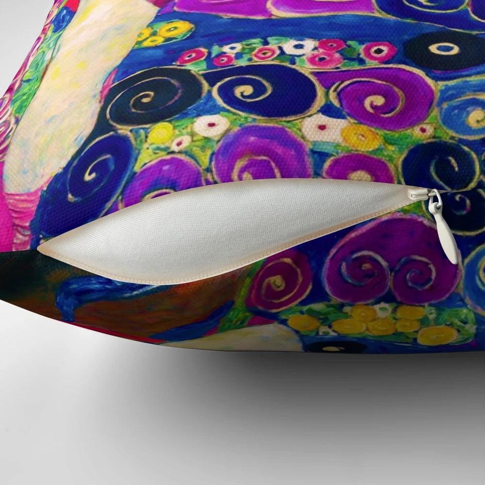 Pillow featuring the iconic "Die Jungfrauen (The Virgins)" painting by Gustav Klimt