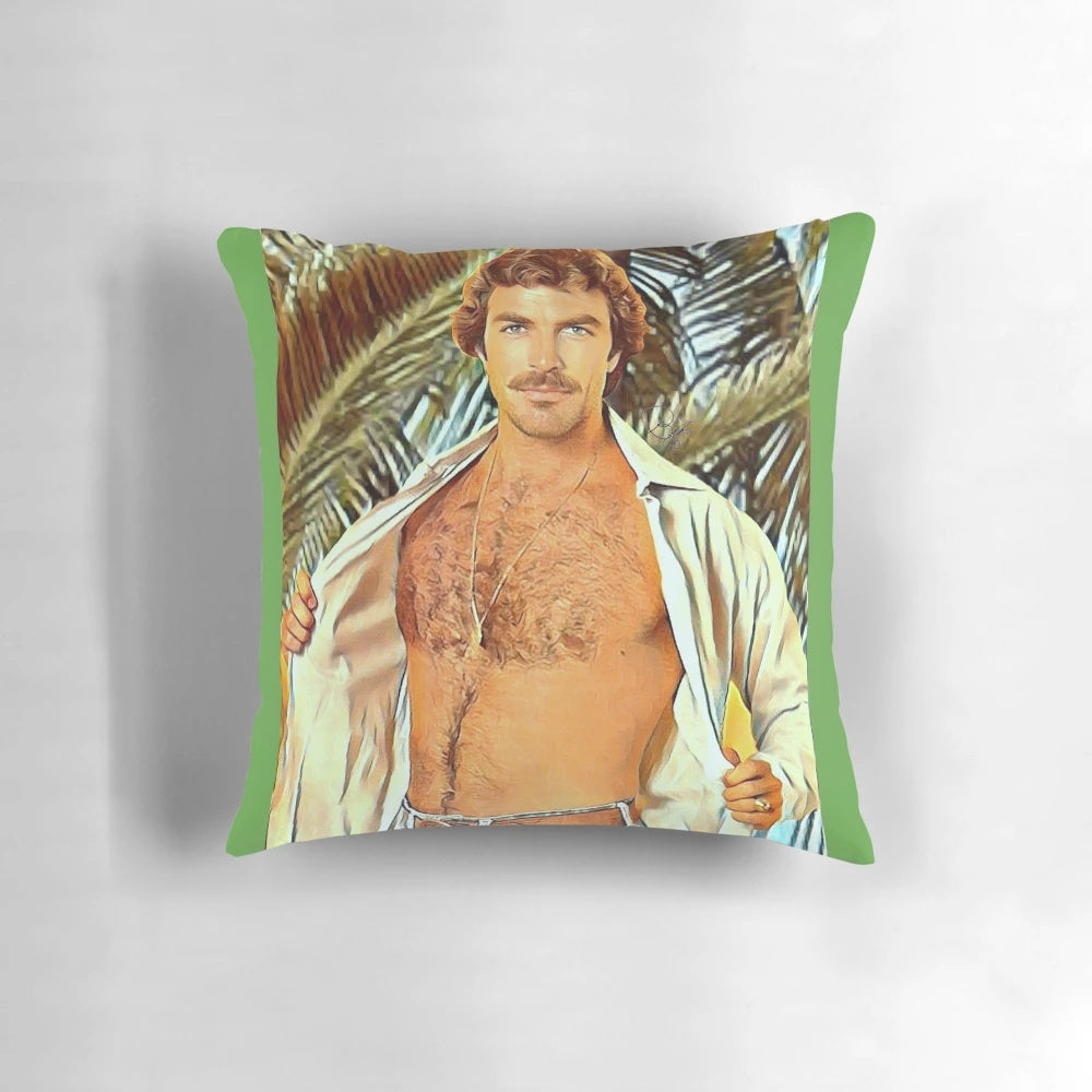 "Thomas Magnum, P.I. Inspired Throw Pillow - Celebrate the Classic 80s TV Show"