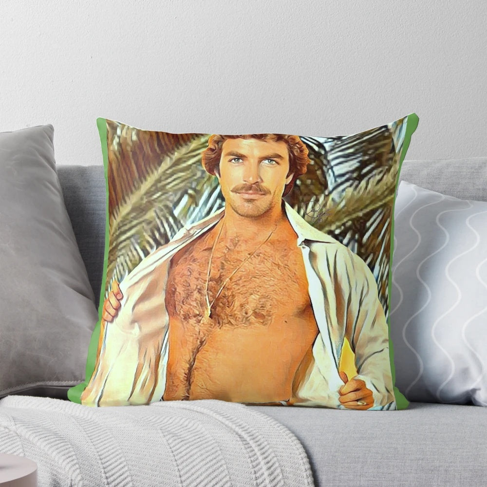"Thomas Magnum, P.I. Inspired Throw Pillow - Celebrate the Classic 80s TV Show"