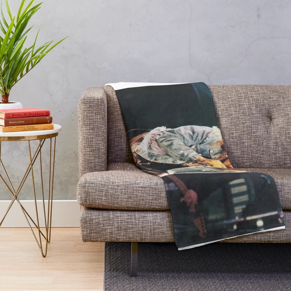 Tina Turner inspired plush blanket with retro aesthetic
