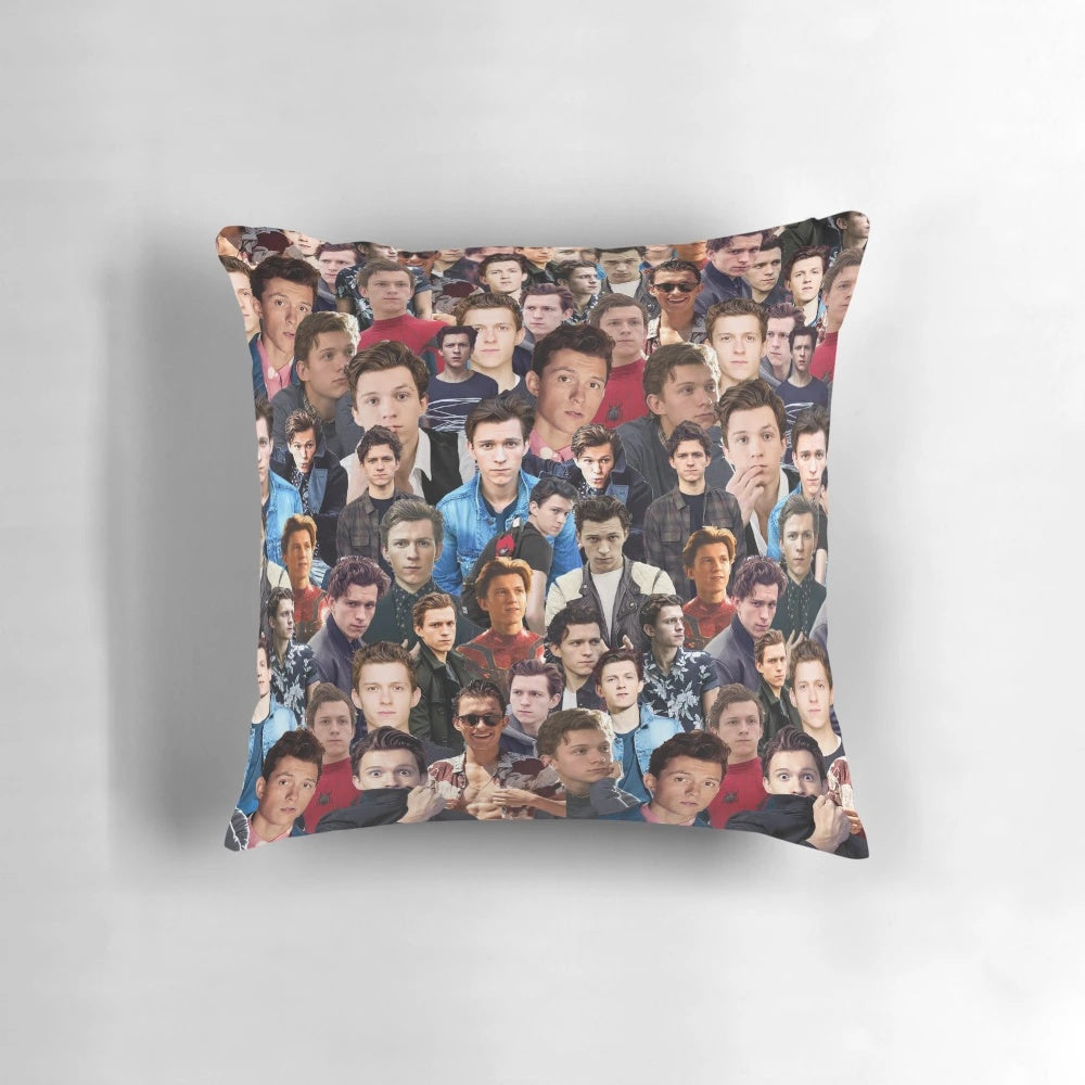 Collage image of actor Tom Holland as the Marvel superhero Spiderman