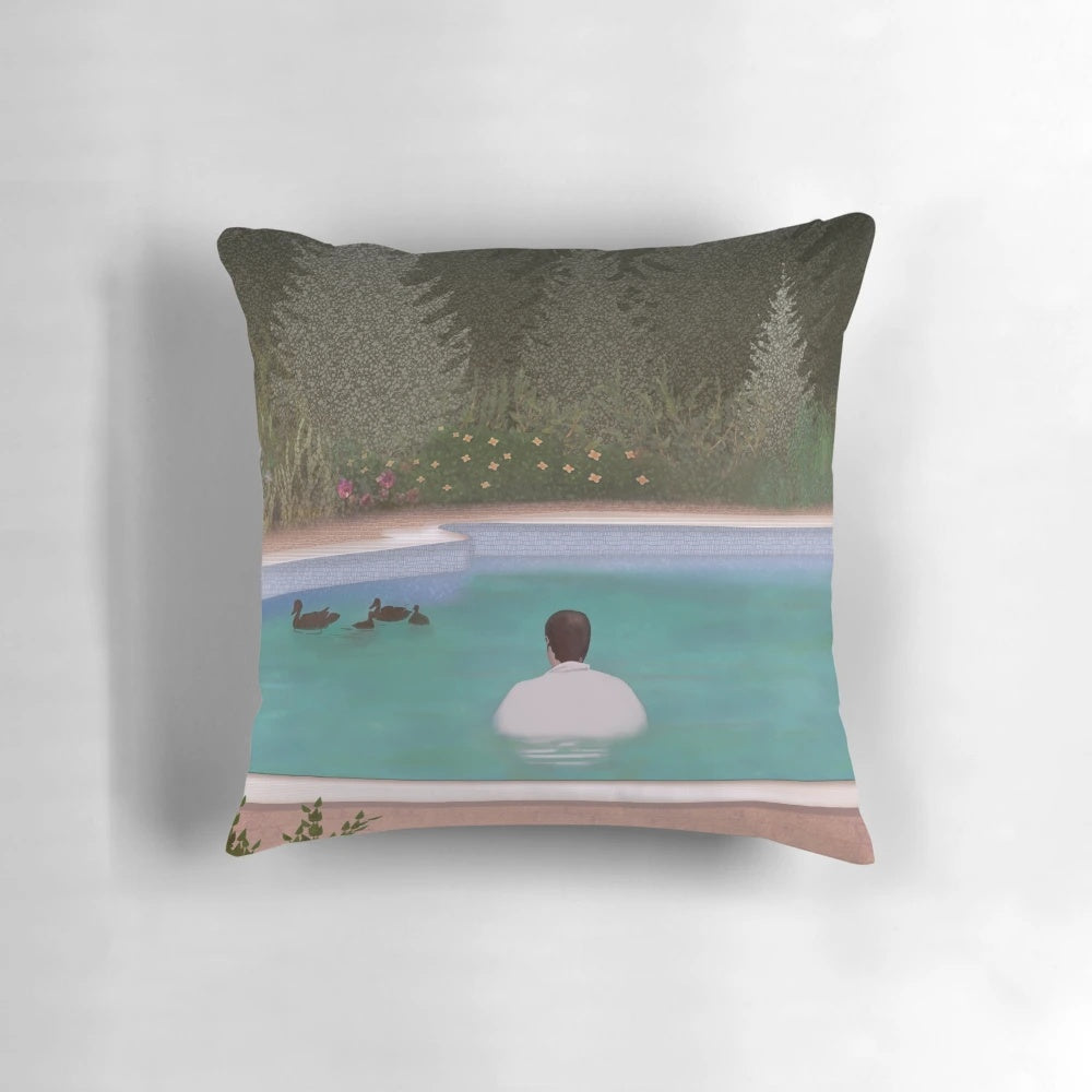 An image of a decorative pillow featuring Tony Soprano, the iconic Italian American character from the hit TV series The Sopranos.