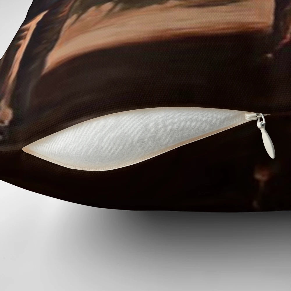 Soft, plush pillow featuring the iconic scene of Tony Soprano with a horse from the classic TV series.