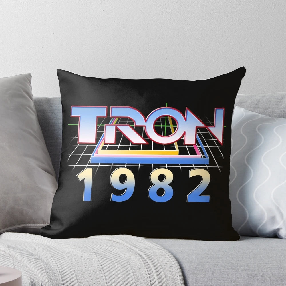 TRON 1982 movie-themed pillow featuring the classic neon grid design