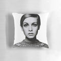 Twiggy Pillow featuring the iconic eyes and mod look of the 1960s fashion icon