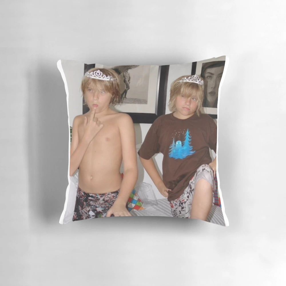 Plush pillow featuring the iconic twin actors, Dylan and Cole Sprouse