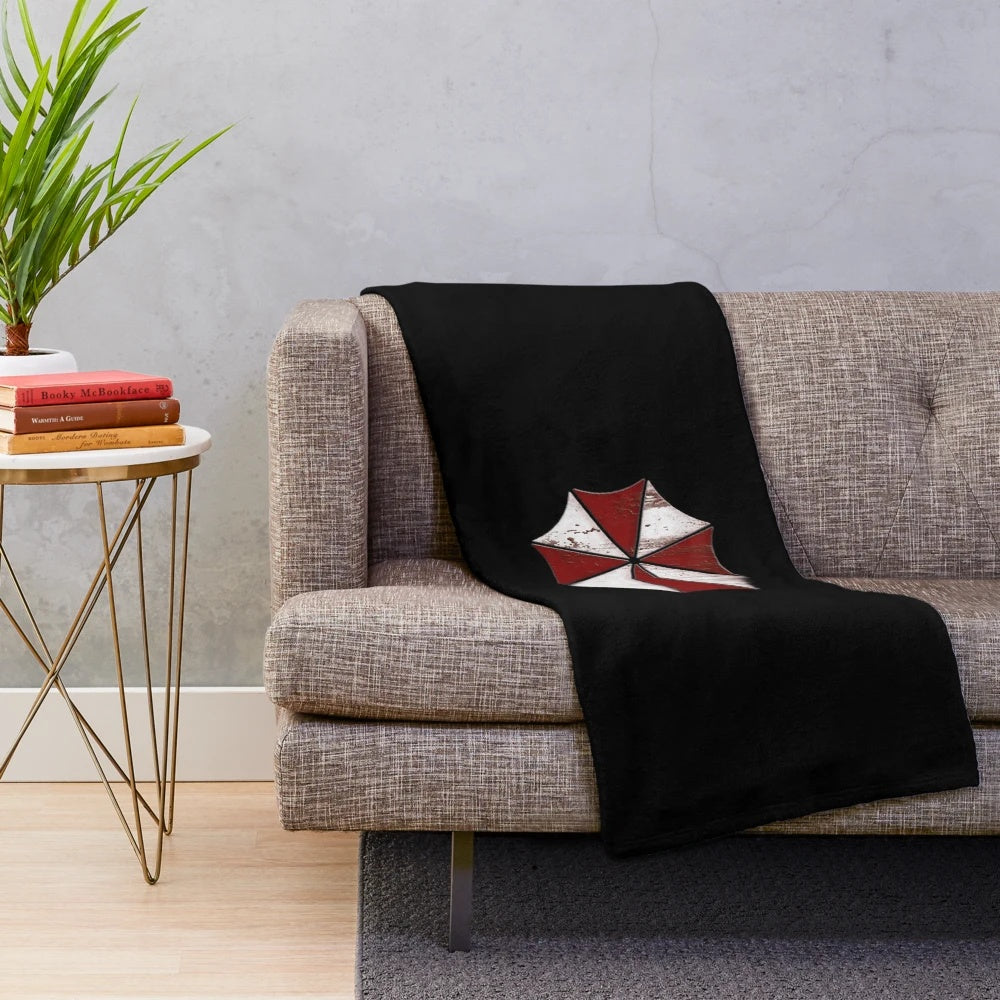 Umbrella Corporation logo plush blanket for gaming and horror enthusiasts