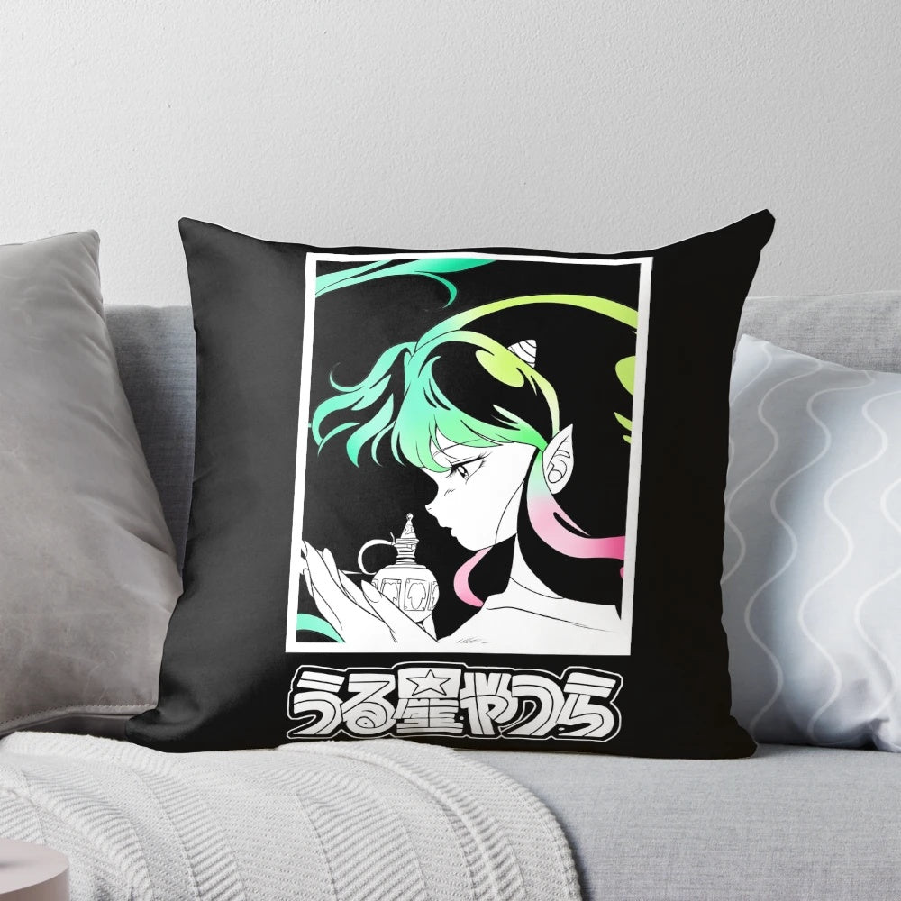 Soft and plush Urusei Yatsura pillow featuring the beloved character Lum, the adorable alien from the classic 80s/90s manga and anime series.