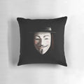 V for Vendetta-inspired decorative pillow with the iconic "V" symbol
