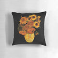 A decorative throw pillow featuring the iconic Starry Night painting by Vincent Van Gogh.