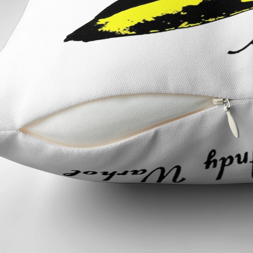 Minimalist throw pillow featuring the iconic Velvet Underground banana image